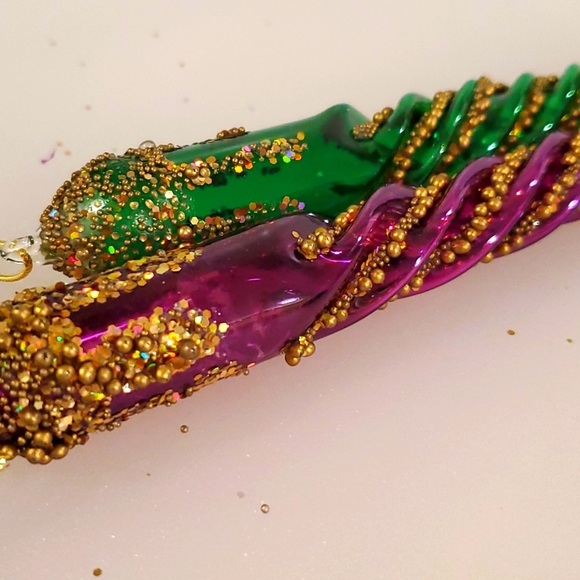 Set of 4 icicle Christmas ornaments Beaded Sequins Iridescent Sparkle - Picture 5 of 7